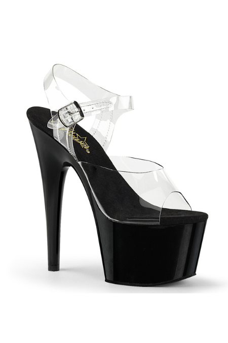 Zapatilla Pleaser Adore  Negra Mica Transparente