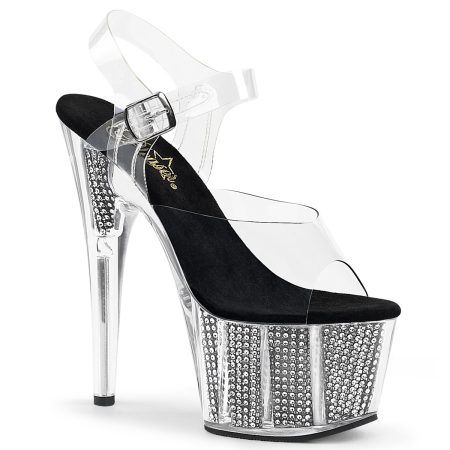 Zapatilla Pleaser Adore Plata con Piedras - Imagen 1