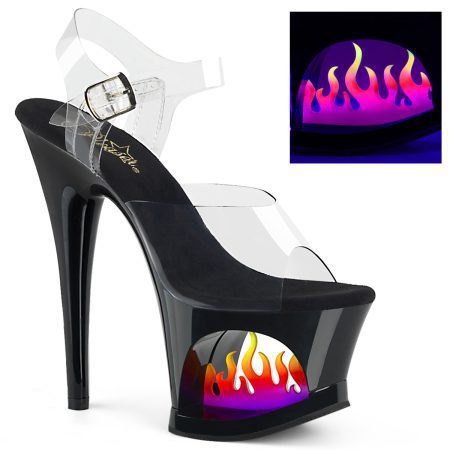 Zapatilla Pleaser Moon Negra con Flamas UV