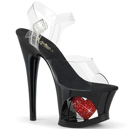 Zapatilla Pleaser Moon Negra con Corazón Rojo - Imagen 1