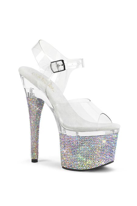 Zapatilla Pleaser Esteem Transparente con Piedras