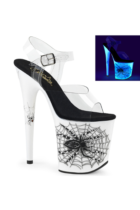 Zapatilla Pleaser Flamingo Blanca Efecto UV Spider