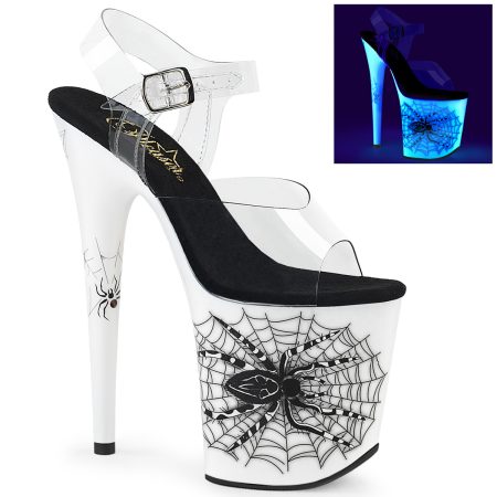 Zapatilla Pleaser Flamingo Blanca Efecto UV Spider - Imagen 1