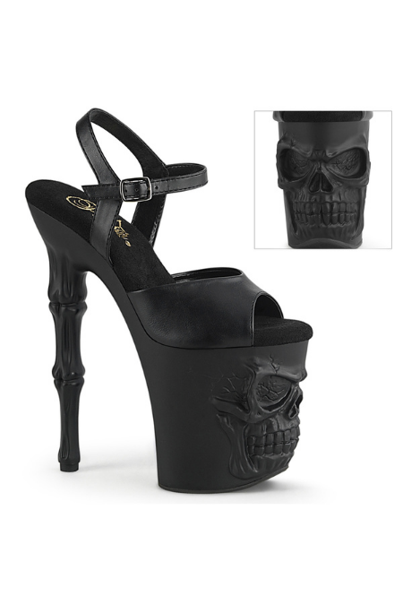 Zapatilla Pleaser Rapture Negro Mate Calavera