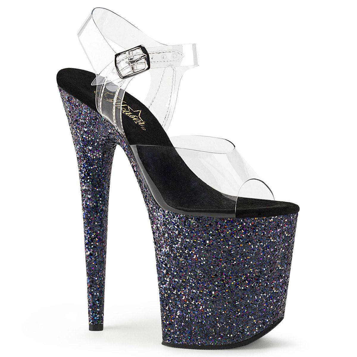 Zapatilla  Pleaser Flamingo Negra con Brilllos