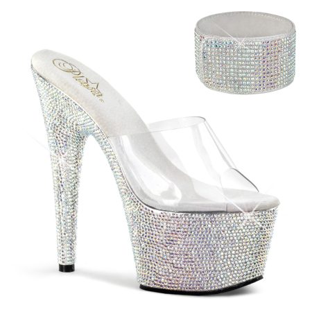 Zapatilla Pleaser Bejeweled Plata con Pulsera - Imagen 1