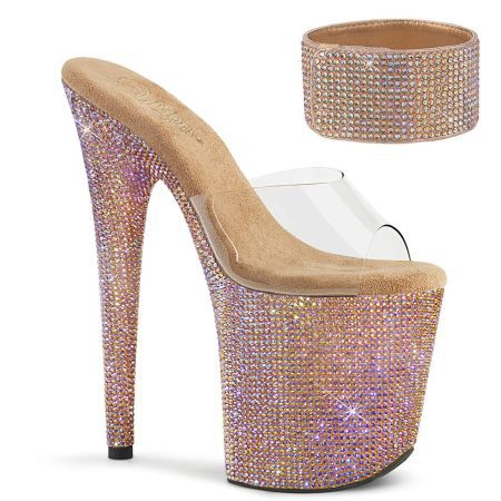 Zapatilla Pleaser Bejeweled Oro Rosa sin Sujetador - Imagen 1