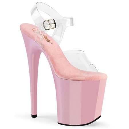 Zapatilla Pleaser Flamingo Rosa Bebé mica Transparente
