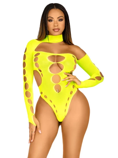 Body con Escote Asimétrico Amarillo  - LEG AVENUE - Imagen 1