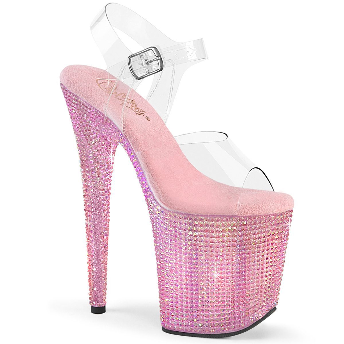 Zapatilla Pleaser Bejeweled Rosa con Brillos