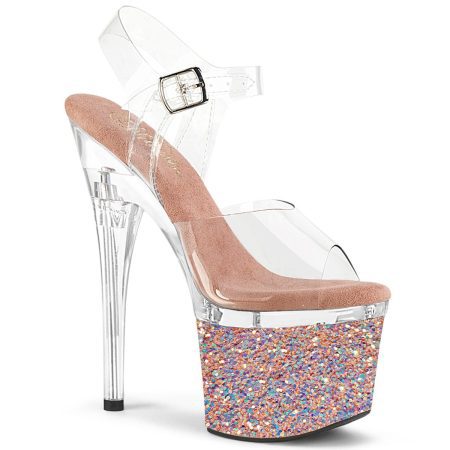 Zapatilla Pleaser Esteem Transparente Con Glitter - Imagen 1