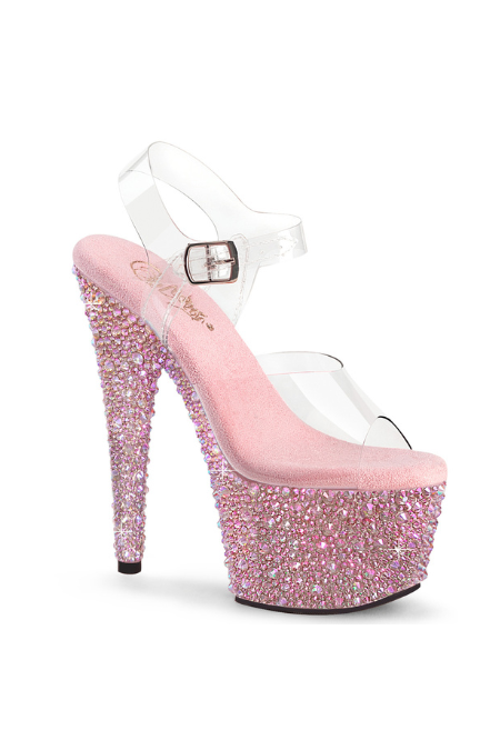 Zapatilla Pleaser Bejeweled Rosa con Piedras Relieve