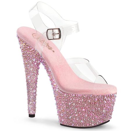 Zapatilla Pleaser Bejeweled Rosa con Piedras Relieve - Imagen 1