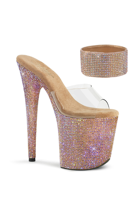 Zapatilla Pleaser Bejeweled Oro Rosa sin Sujetador