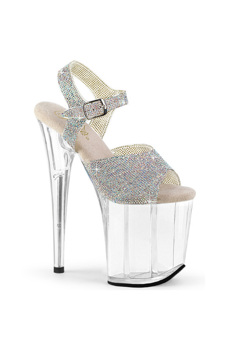 Zapatilla Pleaser Flamingo Transparente con Brillantes