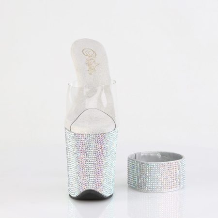 Zapatilla Pleaser Bejeweled Plata sin Sujetador - Imagen 3