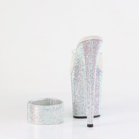 Zapatilla Pleaser Bejeweled Plata sin Sujetador - Imagen 2