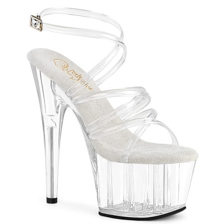 Zapatilla Pleaser Adore Transparente con Bandas de Cristal