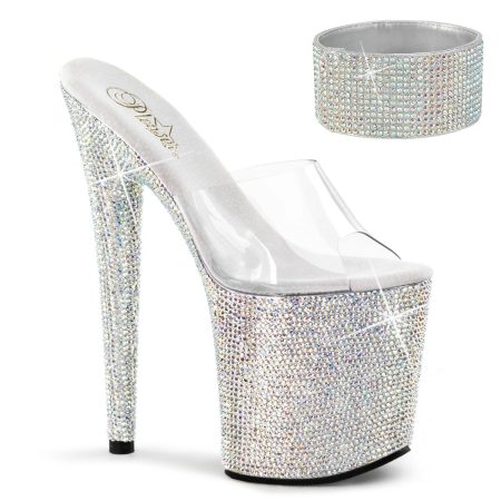 Zapatilla Pleaser Bejeweled Plata sin Sujetador - Imagen 1
