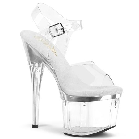 Zapatilla Pleaser Esteem Transparente Linea Cromada - Imagen 1