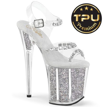 Zapatilla Pleaser Flamingo PREMIUM Transparente con Glitter - Imagen 1