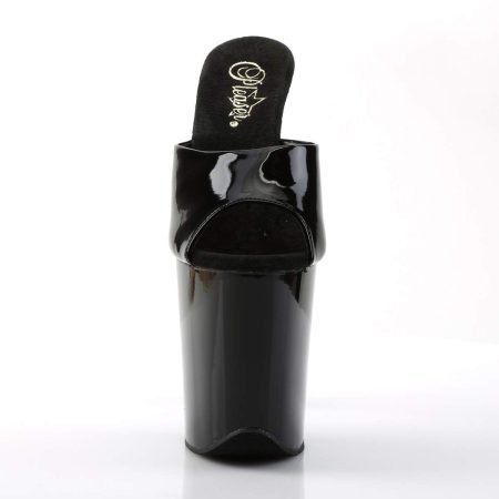 Zapatilla Pleaser Flamingo Charol Negro sin Sujetador - Imagen 2