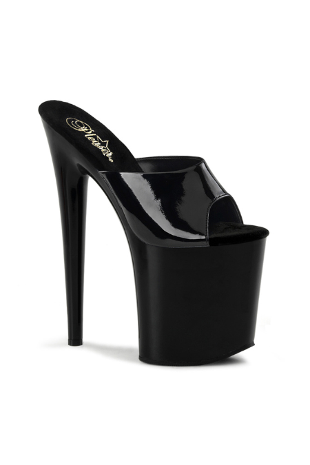 Zapatilla Pleaser Flamingo Charol Negro sin Sujetador