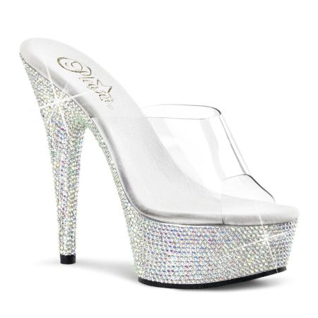 Zapatilla Pleaser Bejeweled Silver sin Correa - Imagen 1