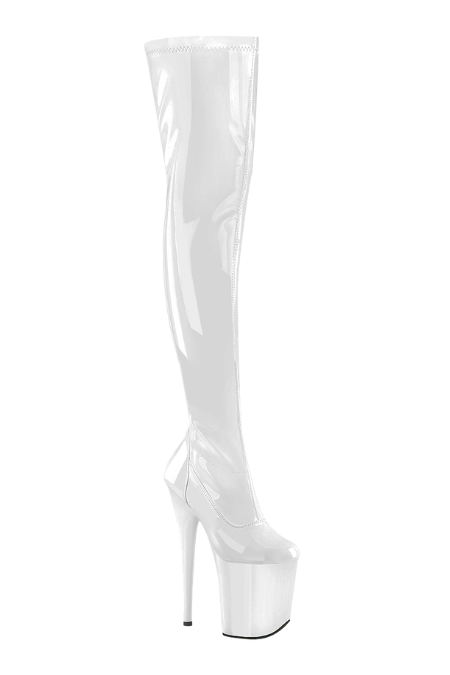 Bota Alta Pleaser Flamingo Blanca Lisa
