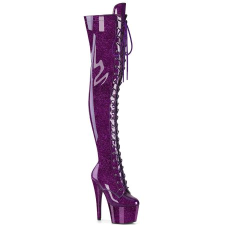 Bota Alta Pleaser Adore Morado con Brillos - Imagen 1