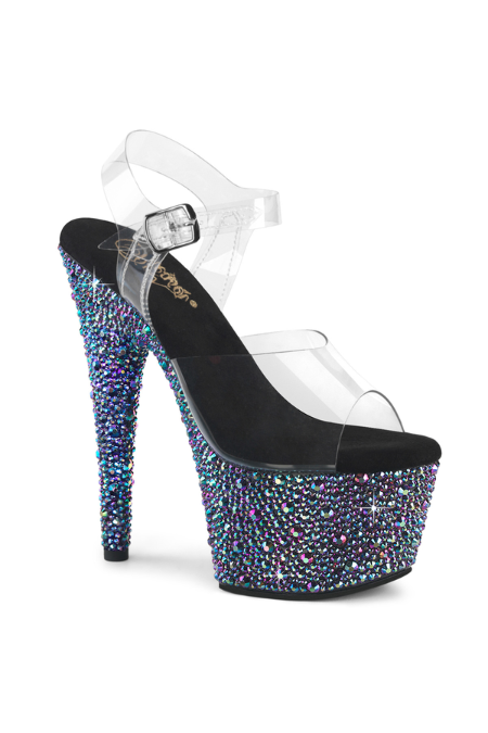 Zapatilla Pleaser Bejeweled Azul con Piedras Relieve