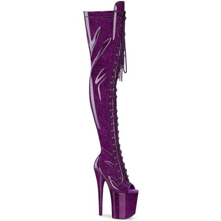 Bota Alta Pleaser Flamingo Morado con Brillos - Imagen 1