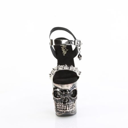 Zapatilla Pleaser Rapture Calavera Cromado Satinado con Luces - Imagen 3