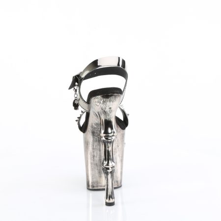 Zapatilla Pleaser Rapture Calavera Cromado Satinado con Luces - Imagen 2