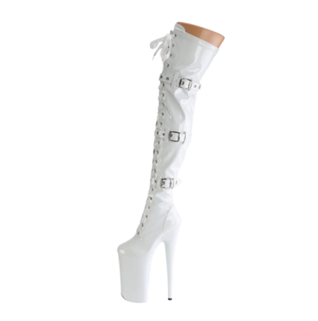 Bota Alta Pleaser Beyond 3028 Blanco con Correas y Agujetas - Imagen 2