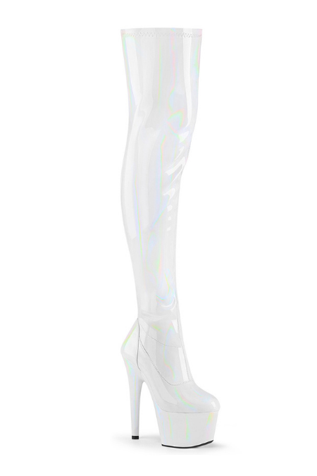 Bota Alta Pleaser Adore 3000 Holográfica Blanca
