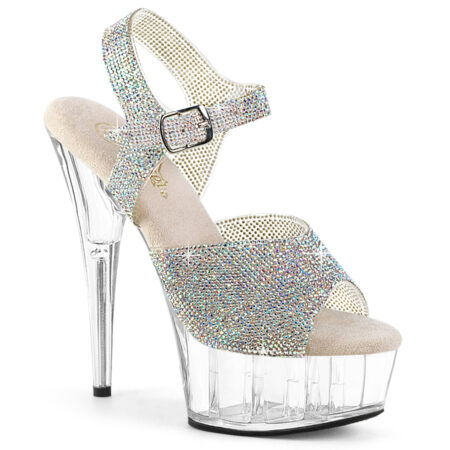 Zapatilla Pleaser Delight Con Brillos Plata