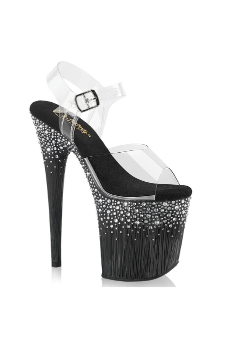 Zapatilla Pleaser Flamingo Negro Plata Cristales