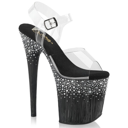 Zapatilla Pleaser Flamingo Negro Plata Cristales - Imagen 1