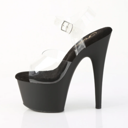 Zapatilla Pleaser Adore Negra Mate con Correa transparente - Imagen 2