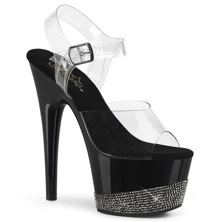 Zapatilla Pleaser Adore Negra con Brillantes y Strap