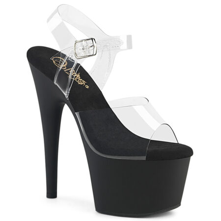 Zapatilla Pleaser Adore Negra Mate con Correa transparente