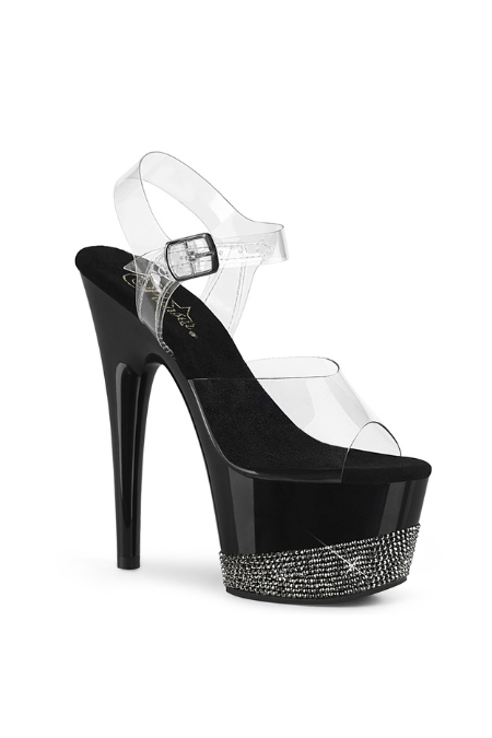 Zapatilla Pleaser Adore Negra con Brillantes y Strap