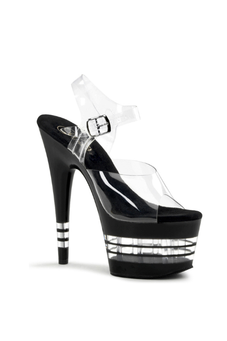 Zapatilla Pleaser Adore Negra con Lineas Transparentes.