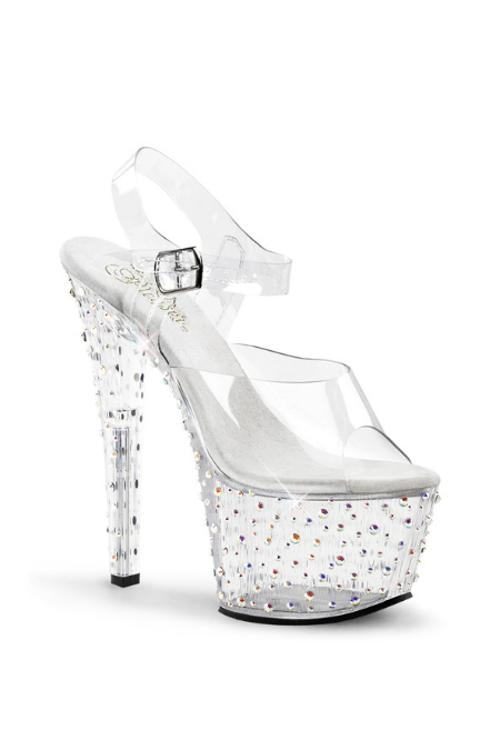Zapatilla Pleaser Stardance 708 Transparente con Piedras